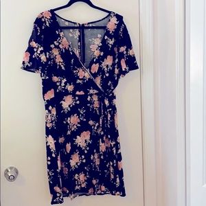 Xileration L faux wrap flower dress